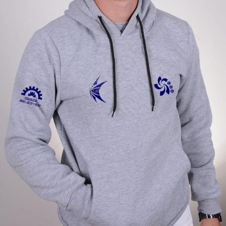 Baskılı Kapşonlu Sweat Gri