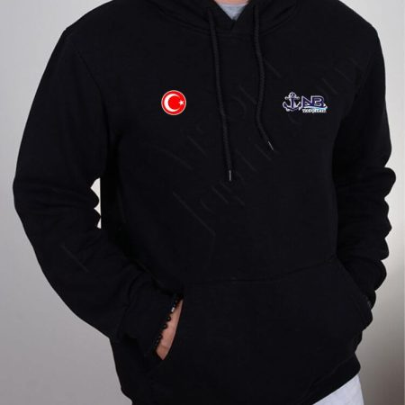 Baskılı Kapşonlu Sweat Siyah