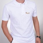 Baskılı Polo Yaka Tişört Beyaz