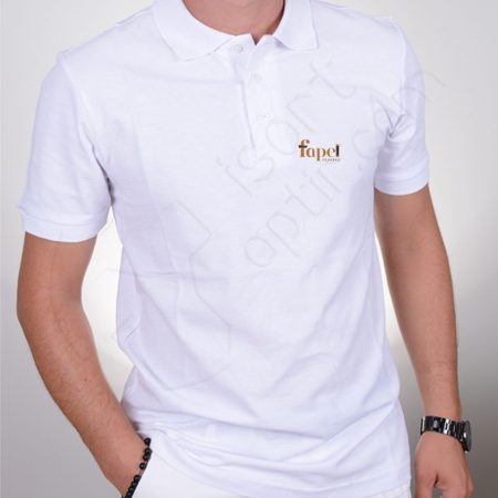 Baskılı Polo Yaka Tişört Beyaz