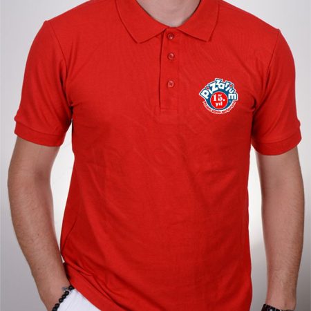 Baskılı Polo Yaka Tişört Kırmızı