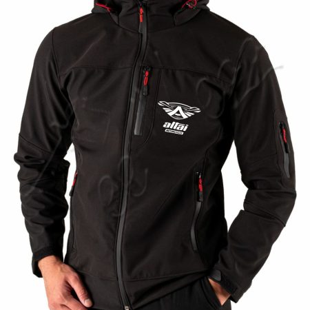 Baskılı Siyah Softshell Mont