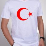 Bayrak Baskılı Tişört Beyaz