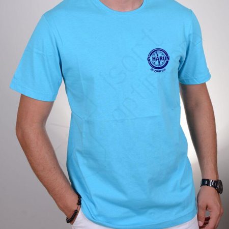 Penye Tişört Baskılı Mavi